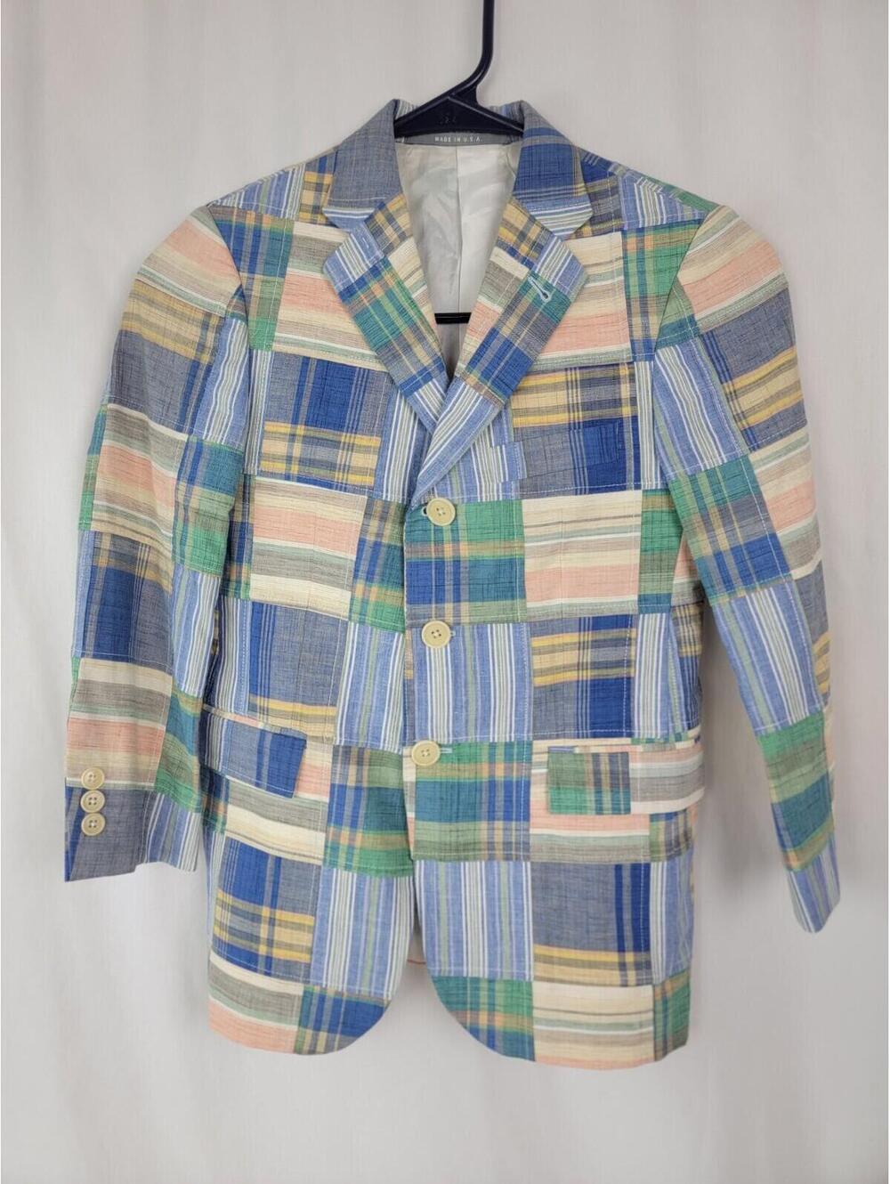 Hickey Freeman 'His First' Blazer Boys Youth 6 Reg Cotton Three Button Madras